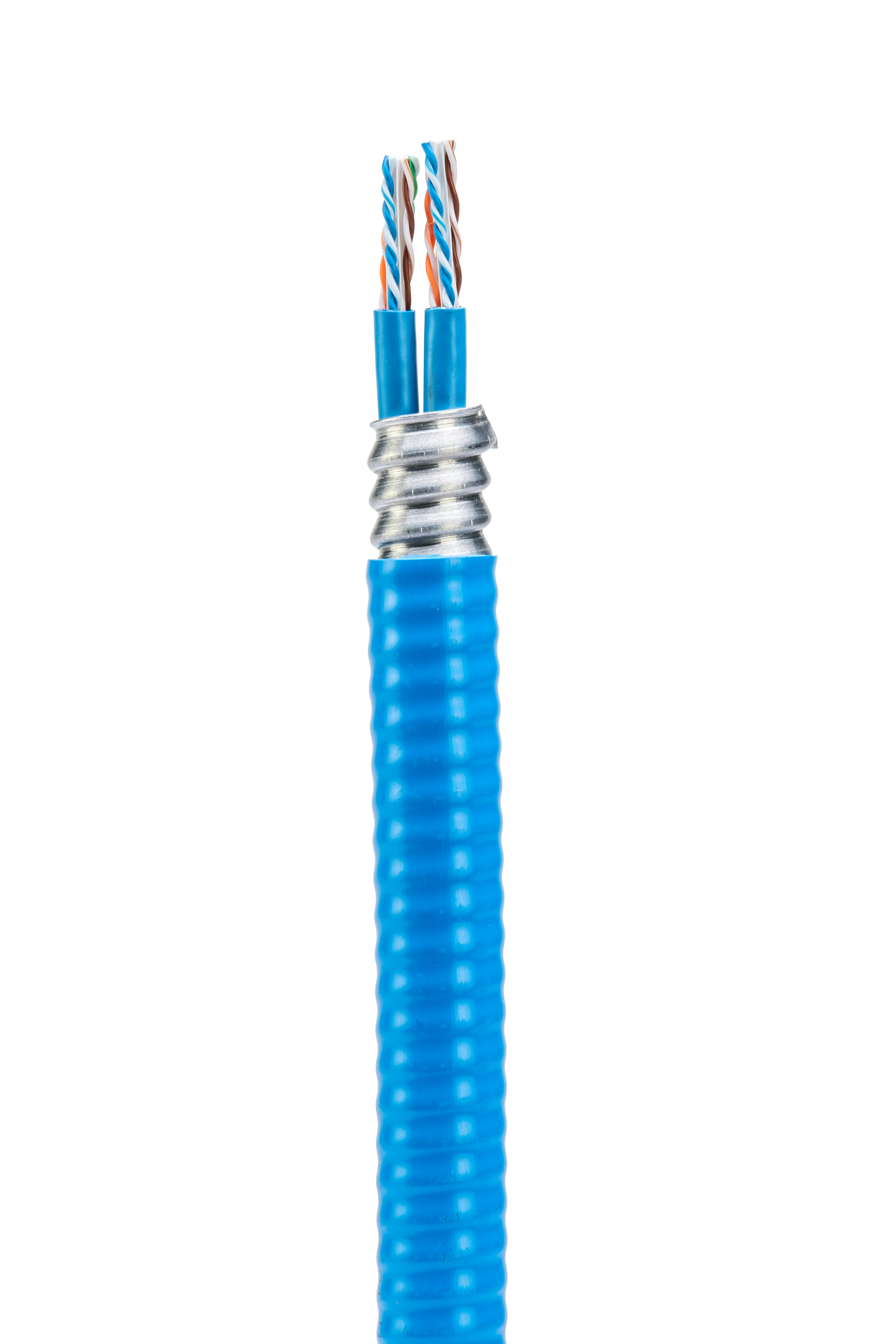 Copper Cable, Cat 6A, 4-Pair, 23 AWG, Armored, U/UTP, CMR, Blue