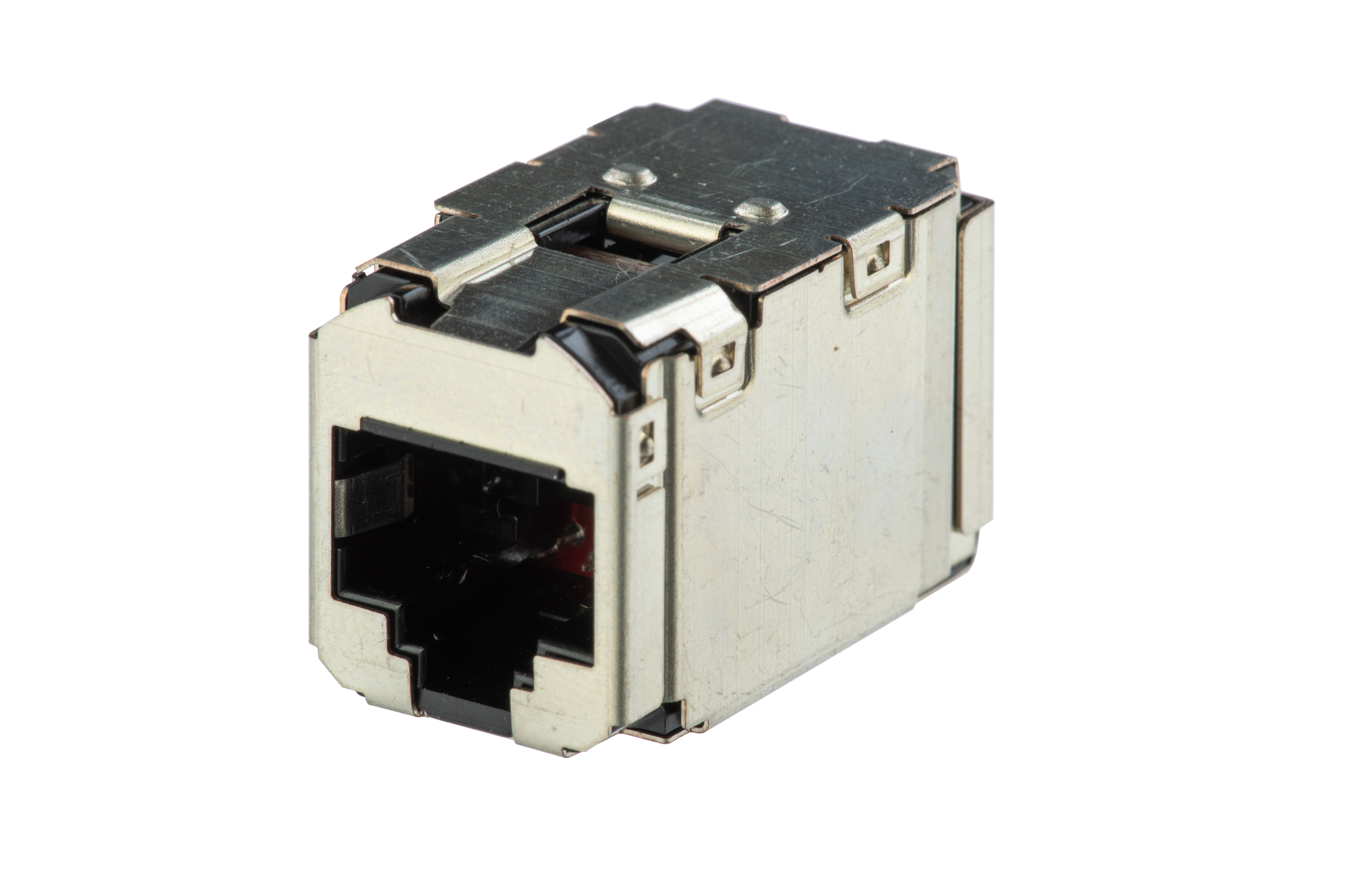 Category 6A, RJ45, 8-position, 8-wire universal shielded coupler module, black