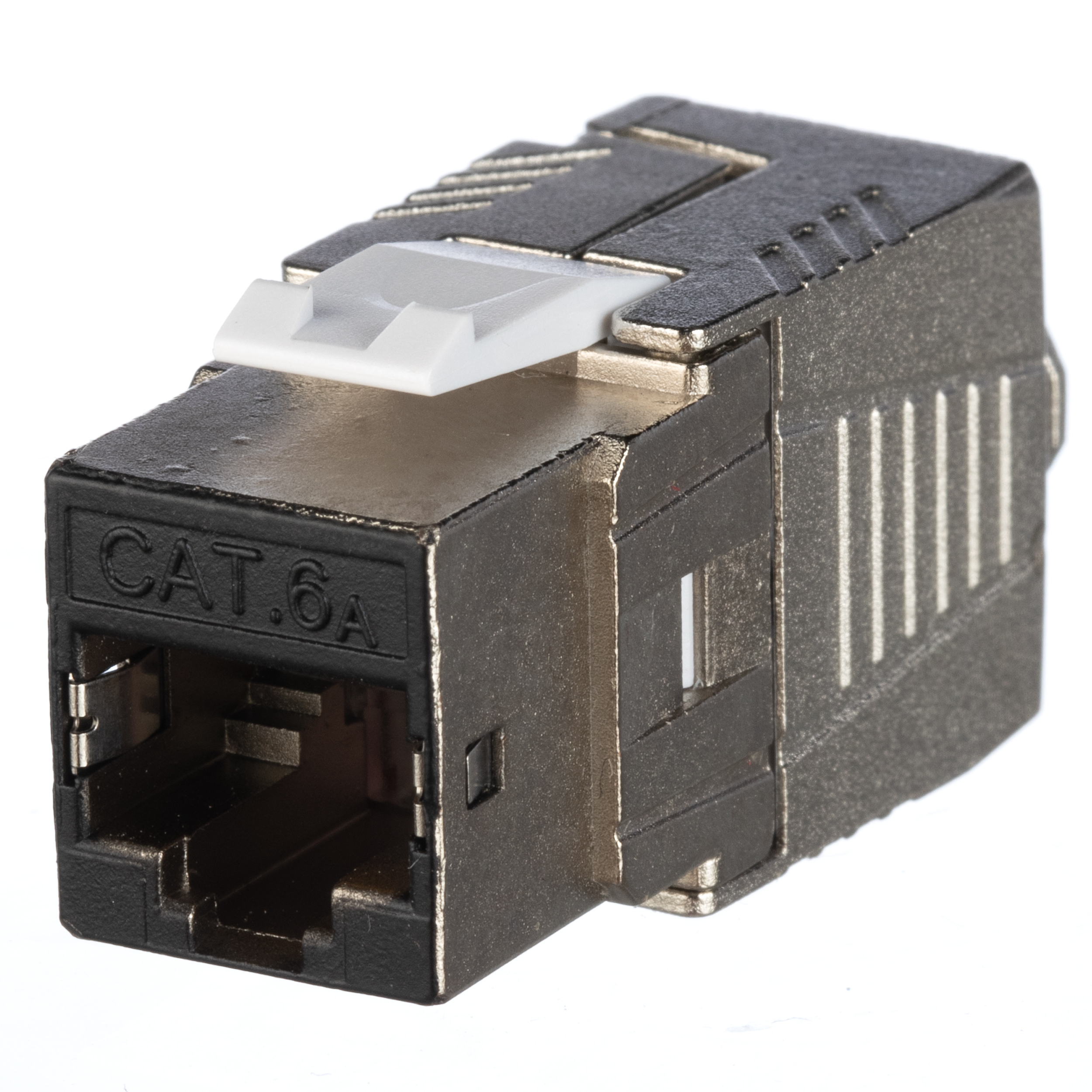 Keystone Cat 6A Shielded Jack, Die-Cast Body with Black Facing.