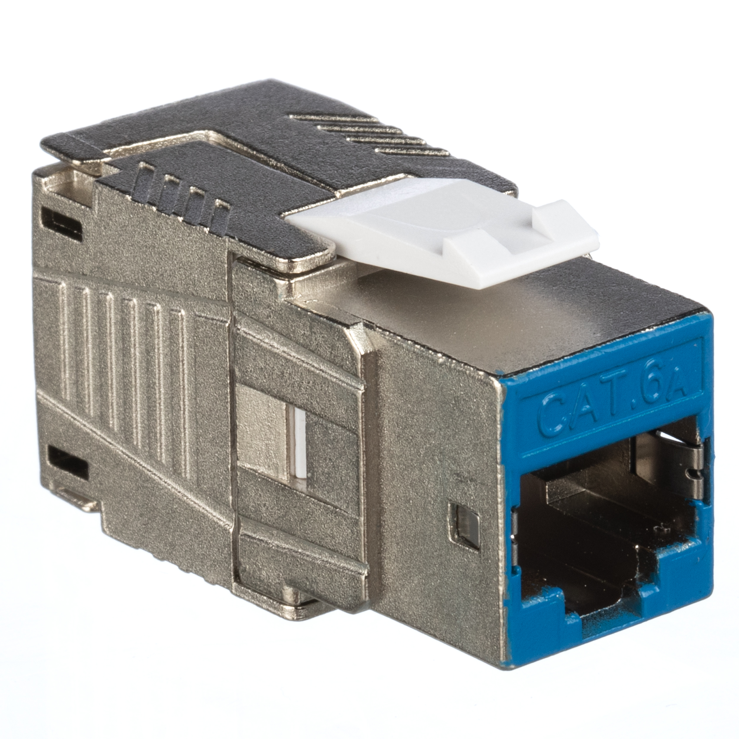 Keystone Cat 6A Shielded Jack, Die-Cast Body with Blue Facing
