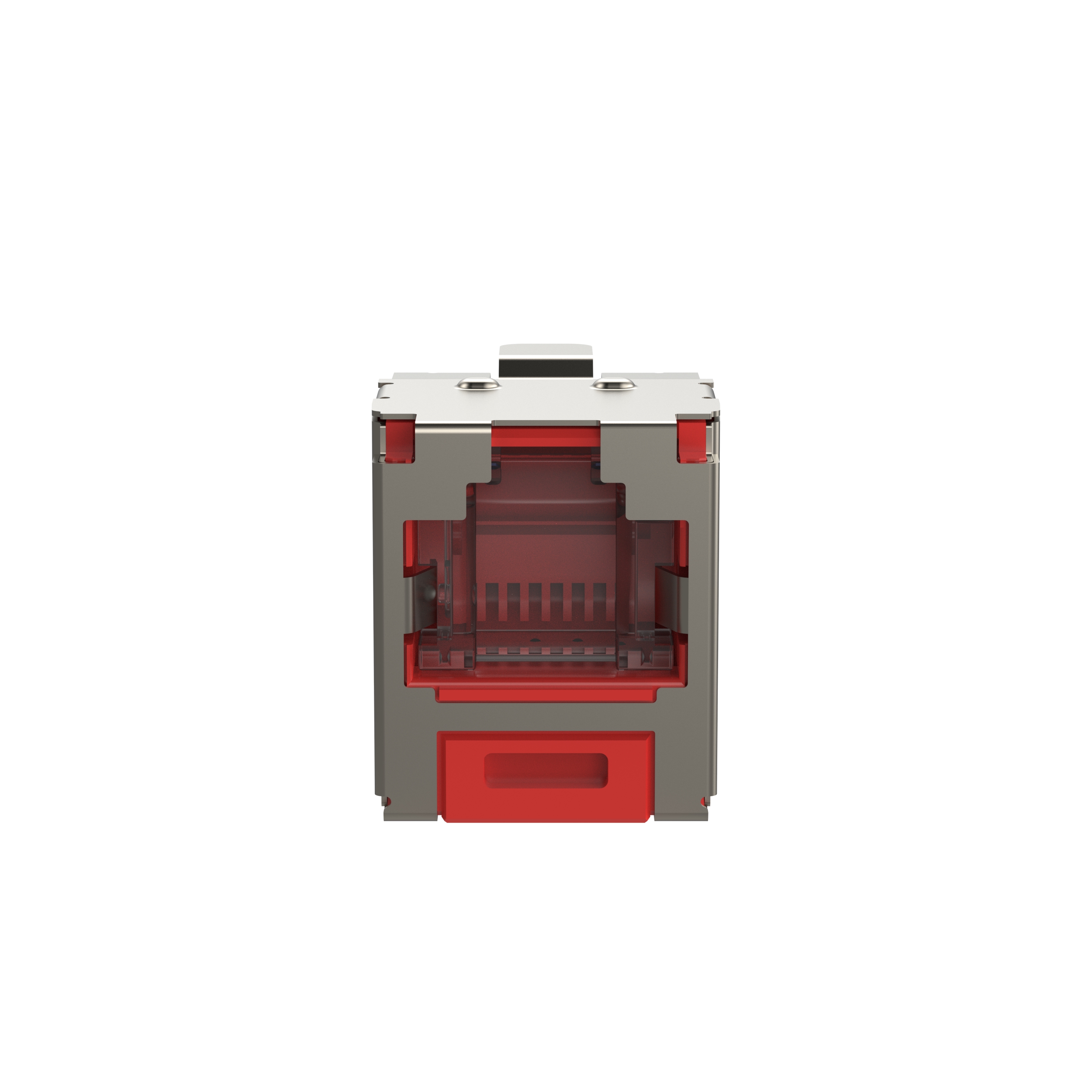 Mini-Com® STP RJ45 Cat 6A Shuttered TG Jack Module, Red
