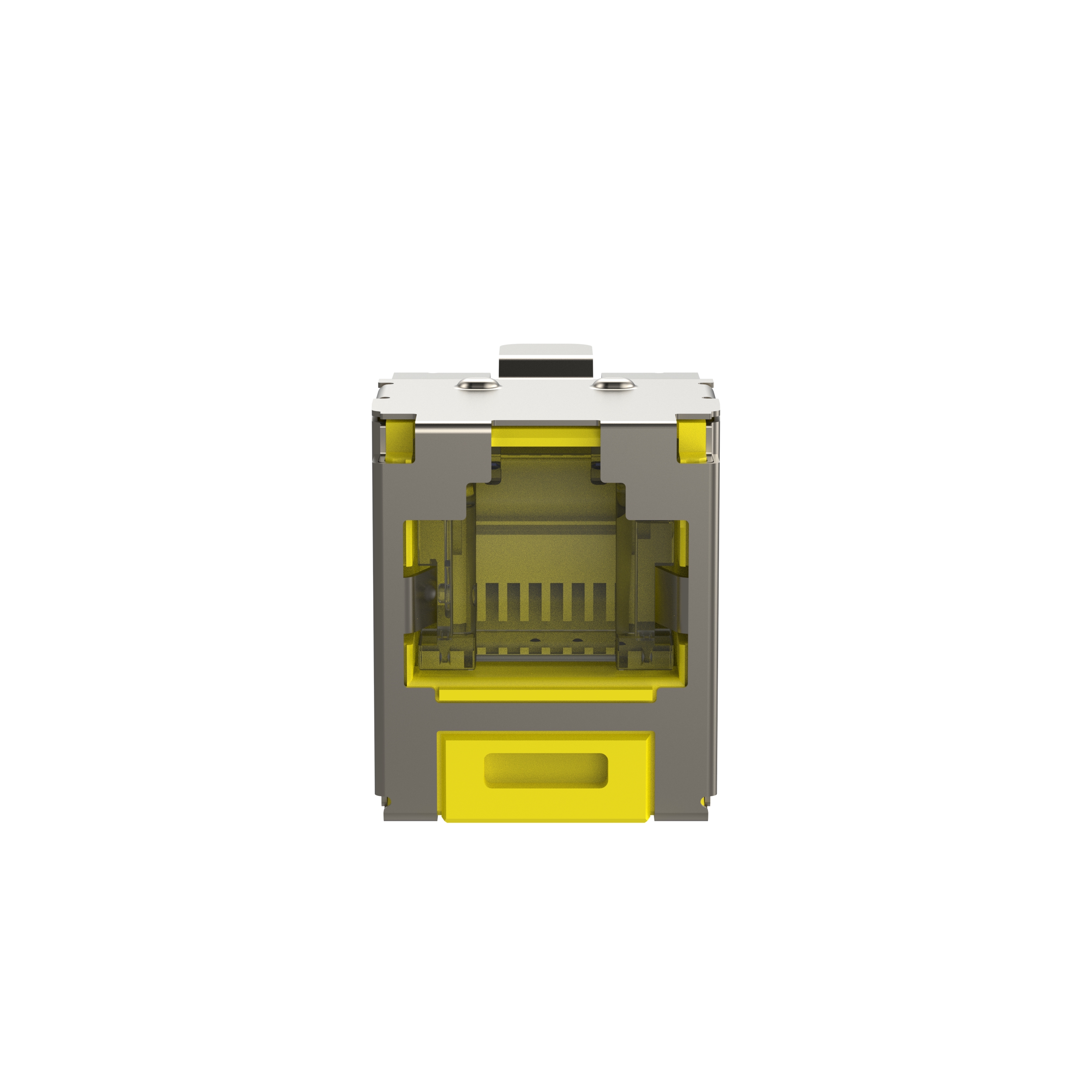 Mini-Com® STP RJ45 Cat 6A Shuttered TG Jack Module, Yellow