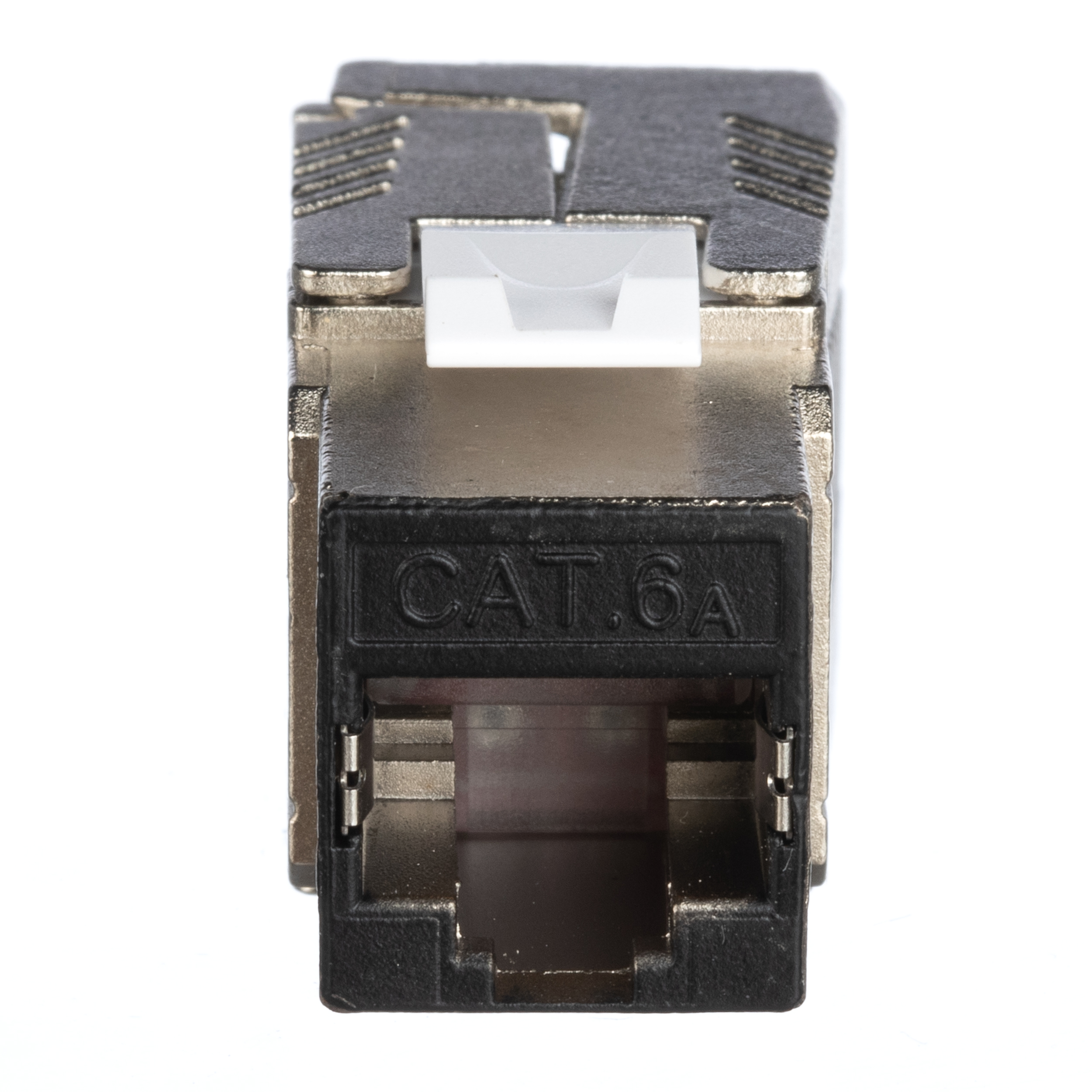 Keystone Cat 6A Shielded Jack, Die-Cast Body with Black Facing.