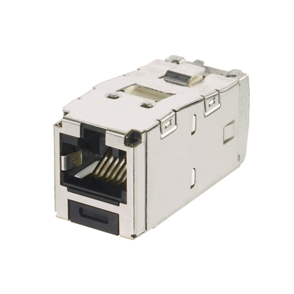 Mini-Com® STP RJ45 Cat 6A Keyed TG Jack Module, Black