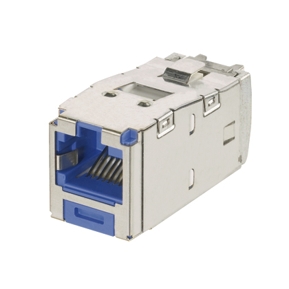 Mini-Com® STP RJ45 Cat 6A Keyed TG Jack Module, Blue