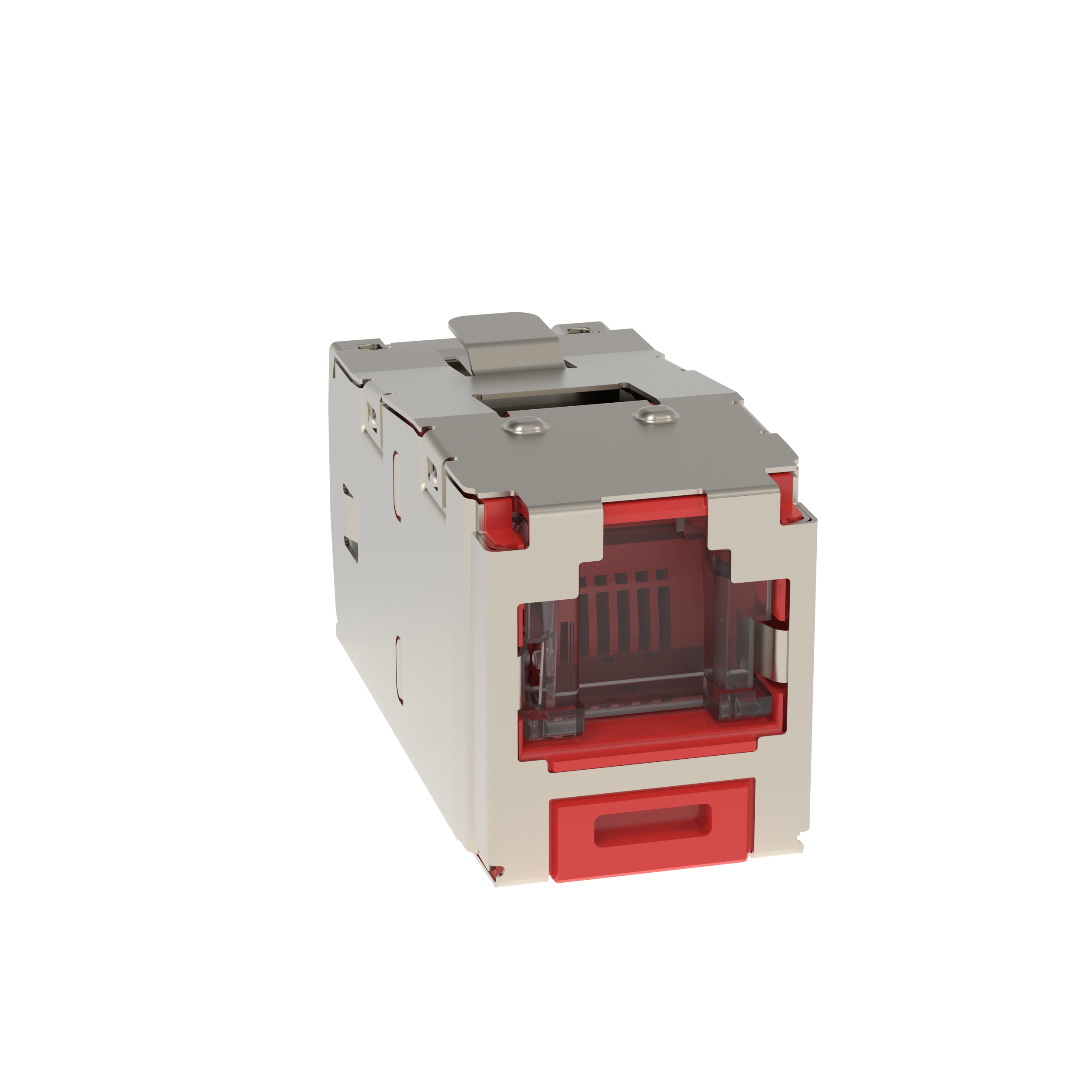 Mini-Com® STP RJ45 Cat 6A Shuttered TG Jack Module, Red