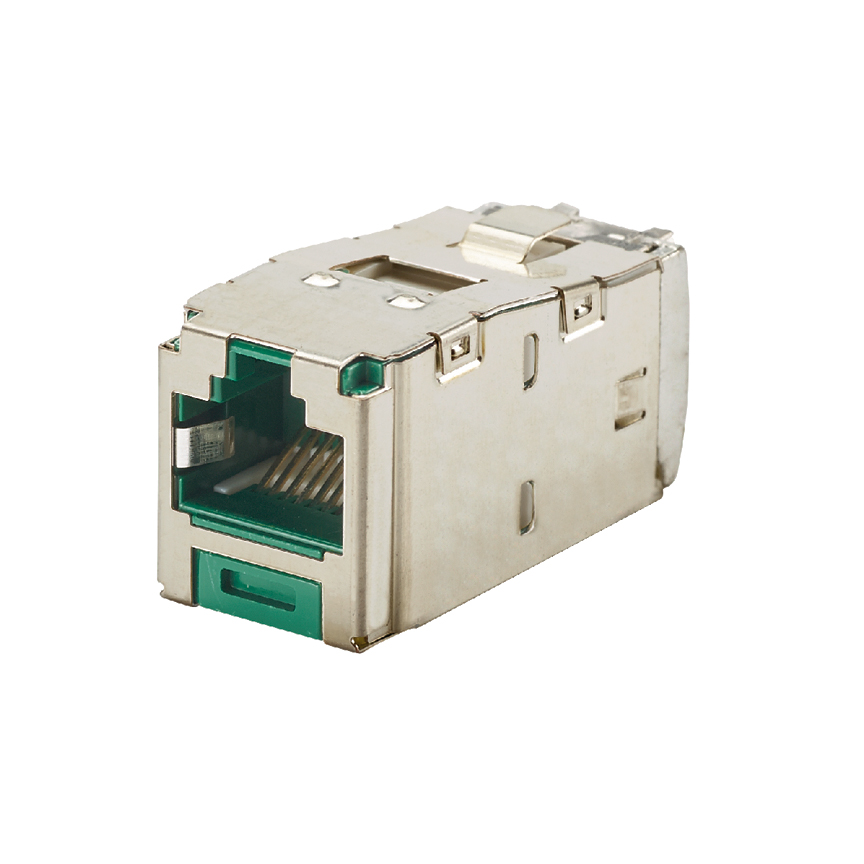 Mini-Com® STP RJ45 Cat 6A TG Jack Module, Green