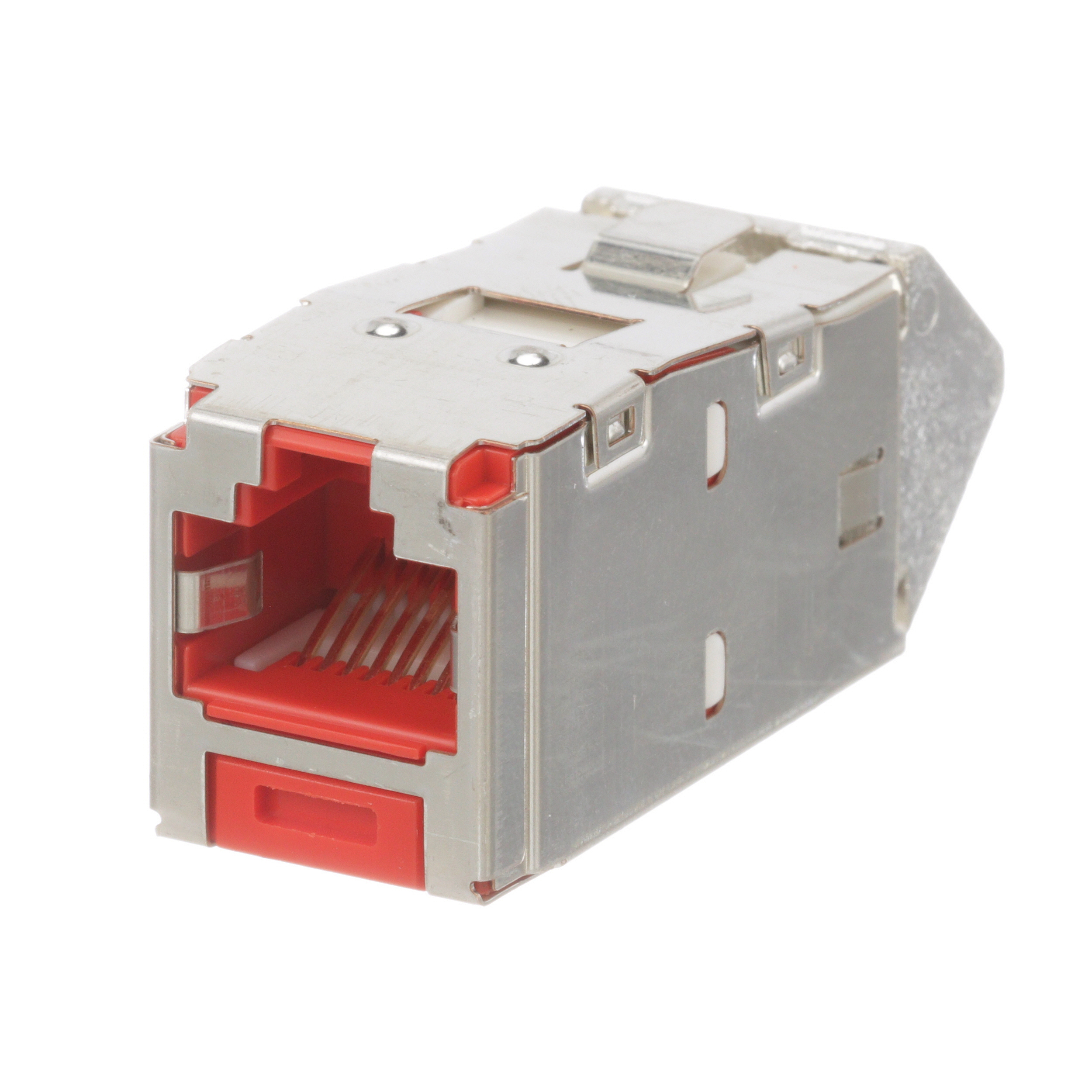 Mini-Com® STP RJ45 Cat 6A Up/Down TG Jack Module, Red
