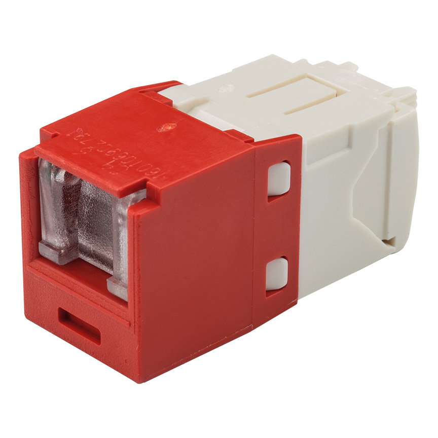 Mini-Com® UTP RJ45 Cat 6 Shuttered TG Jack Module, Red