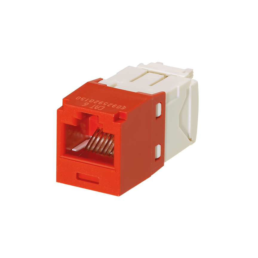 Mini-Com® UTP RJ45 Cat 6 TG Jack Module, Red, 100 Pack
