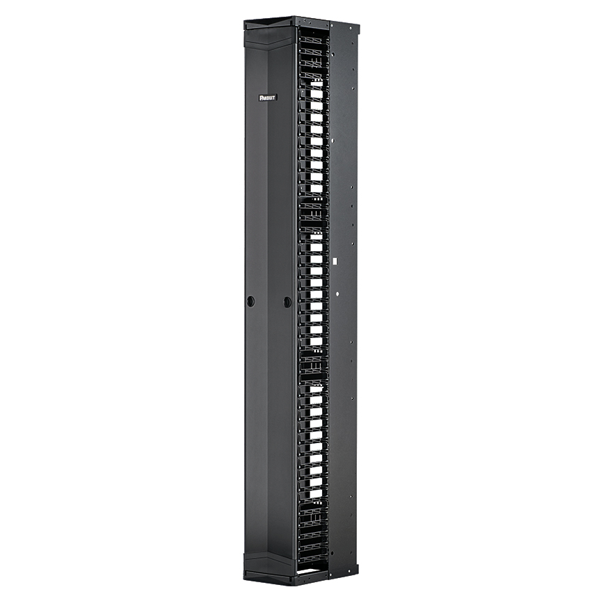 PE2V Vertical Single-Sided Manager, 52RU, 8 in. Wide, Black