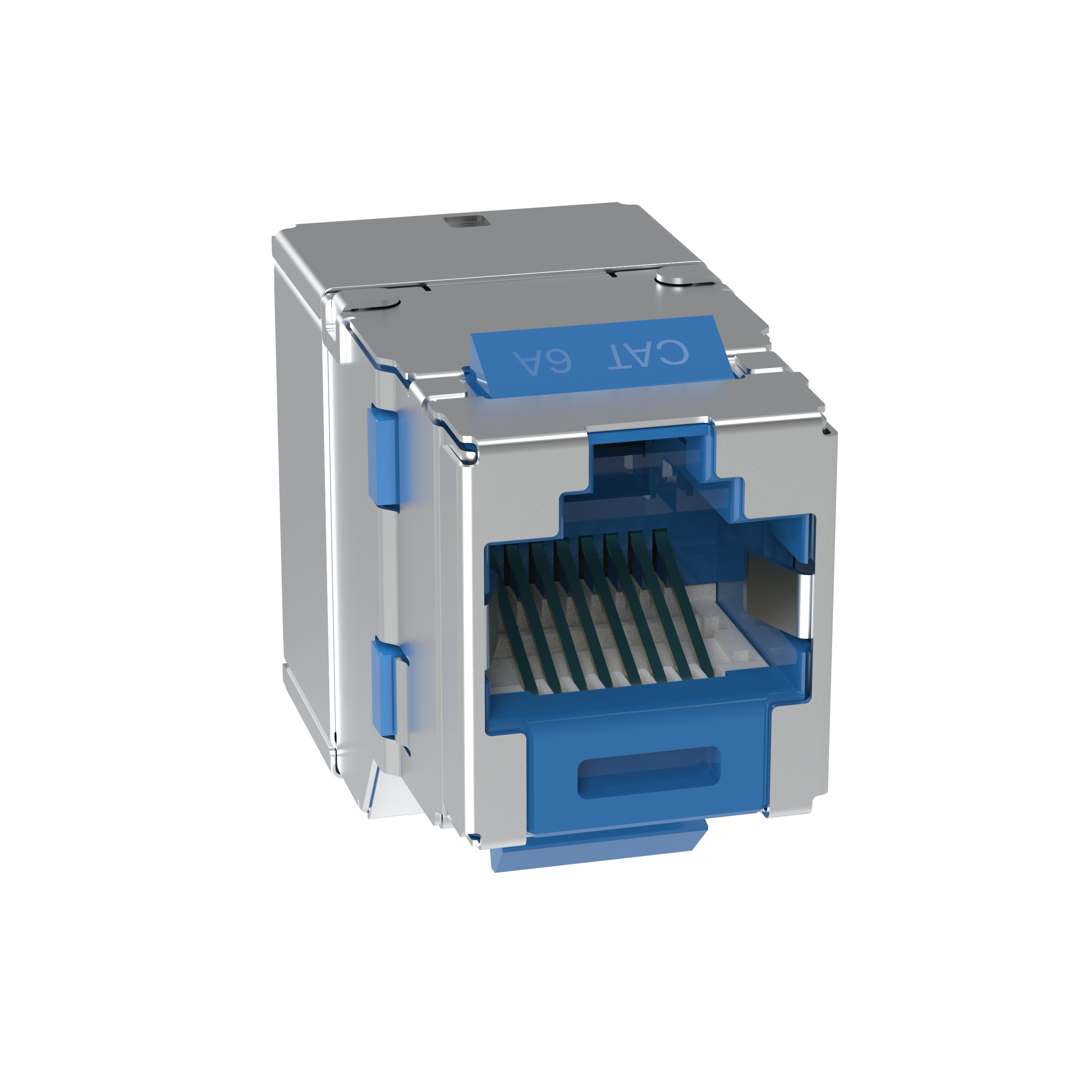 Shielded Keystone RJ45 Jack Module, Cat 6A, Blue