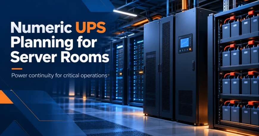 Enterprise UPS cabinets and battery modules protecting a modern server room