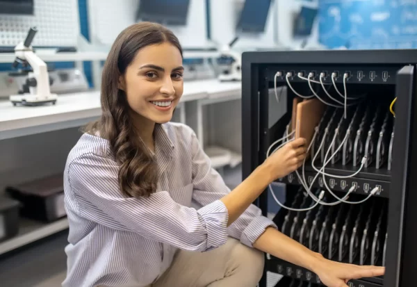 woman-crouching-near-special-equipment-smiling-camera woman-crouching-near-special-equipment-smiling-camera